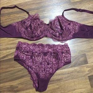 Victoria's Secret Plum Lace Underwire Bra & Brief Set